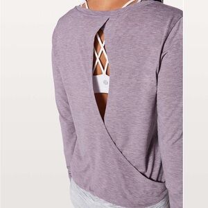 Lululemon Heathered Dusty Dawn Wild Twist Long Sleeve Top size 4